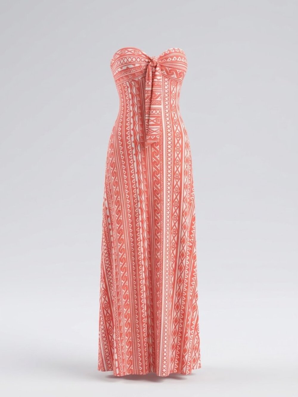Rose Pink Bohemian Print Tube Bra Pleated Maxi Dress, Vavavoom Jeans Size S